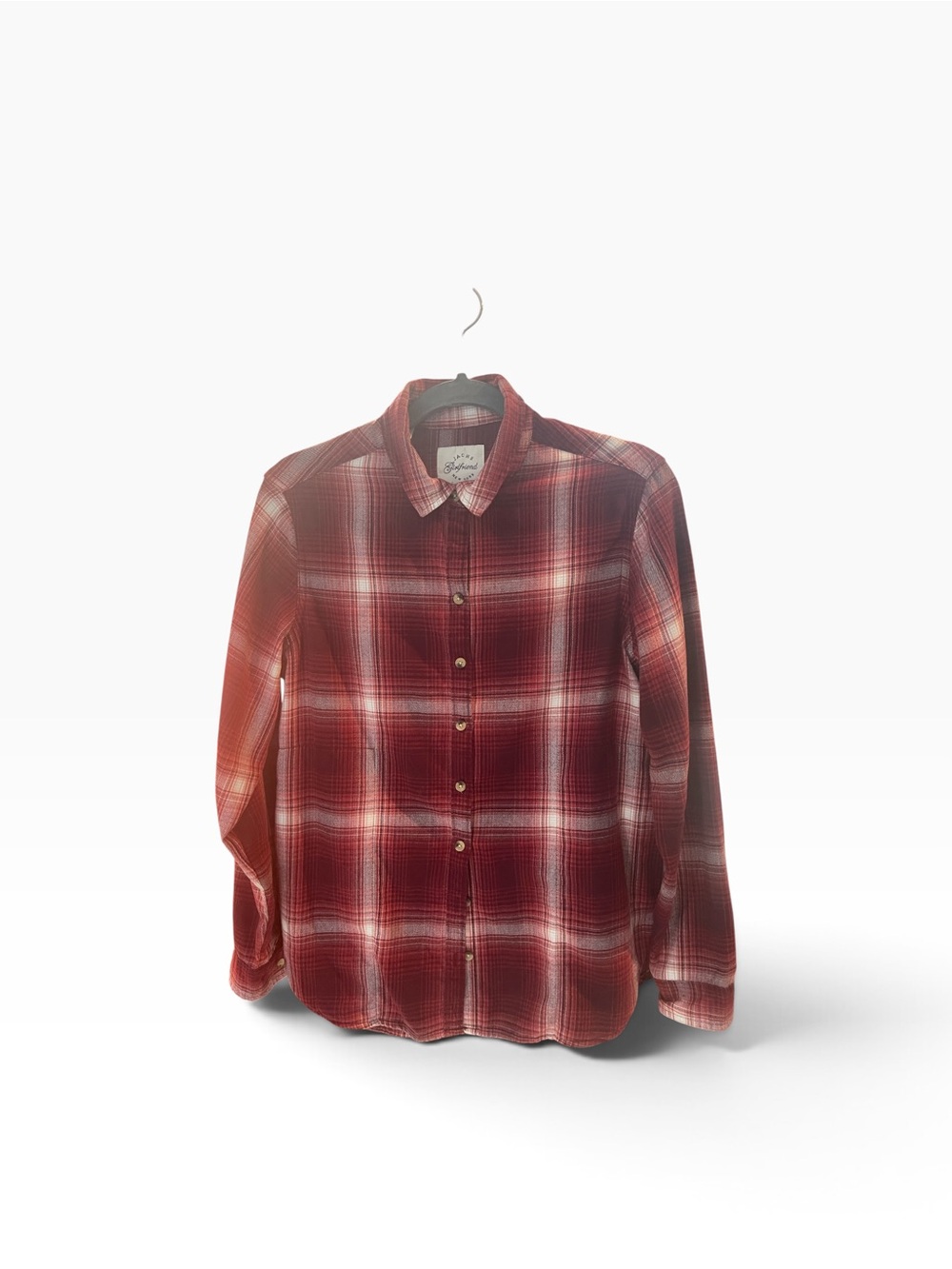 JACHS Girlfriend Red and White Plaid Button-Down Shirt